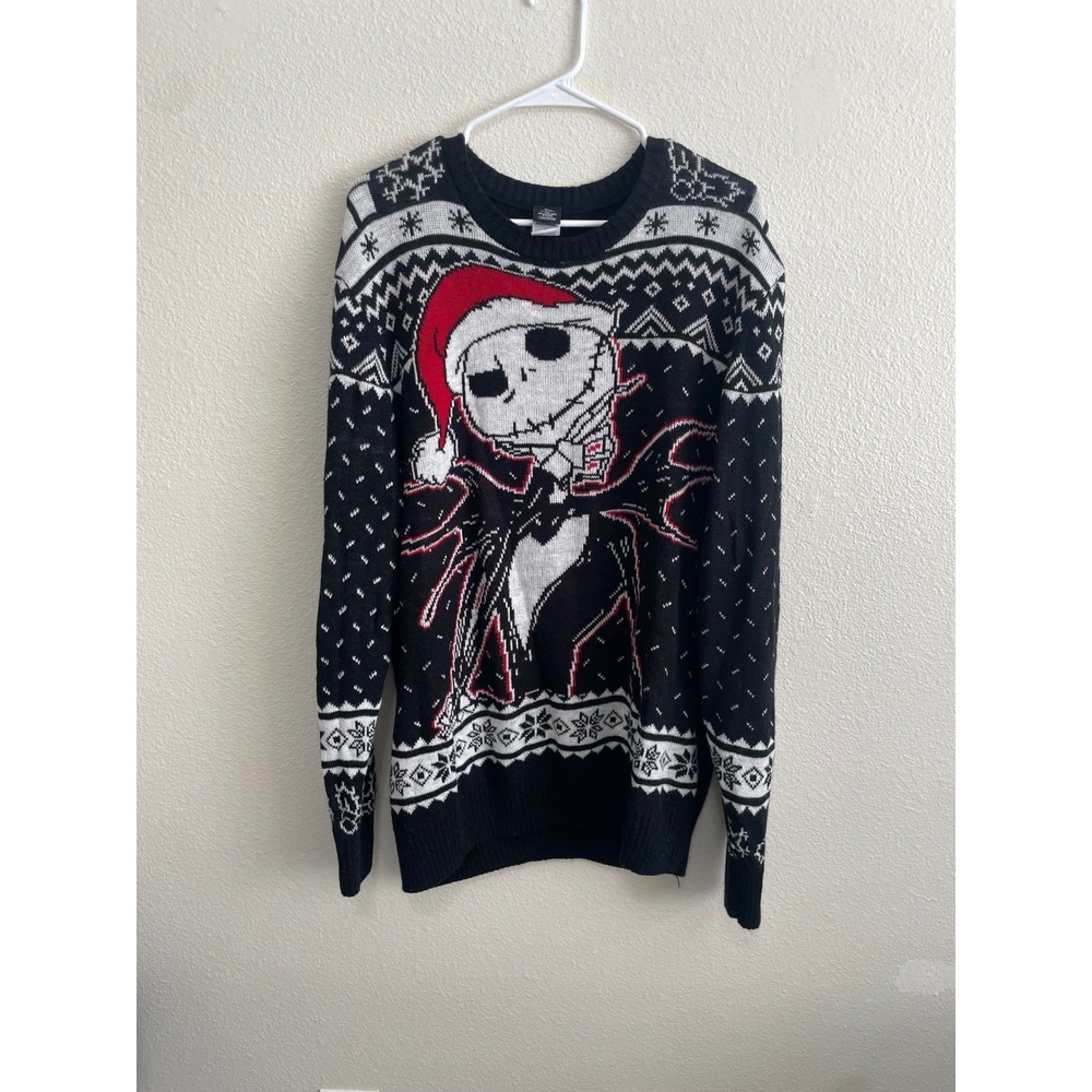 Disney Nightmare Before Christmas Sweater XL Black Jack Skellington Holiday Knit